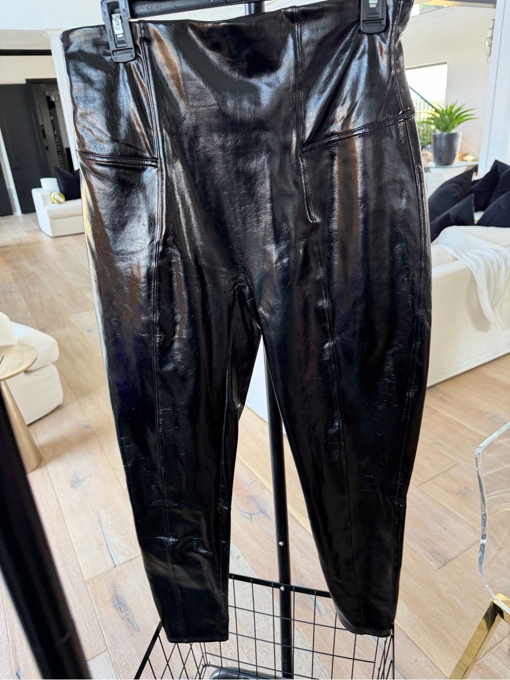 SPANX Shiny Black High-Waist Faux-Leather Leggings